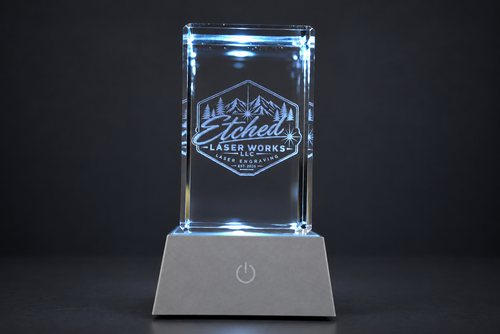 3D Crystal Logo Award | Custom Engraved Corporate Gift with LED Base