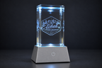 3D Crystal Logo Award | Custom Engraved Corporate Gift with LED Base
