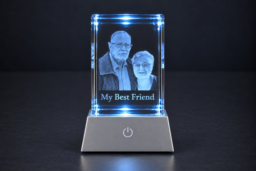 Custom 3D Crystal Portrait with LED Light Base| Personalized Keepsake Gift