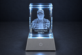 Personalized Memorial Crystal with LED Light Base | 3D Photo Engraved Keepsake
