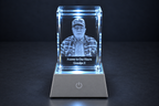 Personalized Memorial Crystal with LED Light Base | 3D Photo Engraved Keepsake