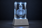 Personalized Memorial Crystal with LED Light Base | 3D Photo Engraved Keepsake