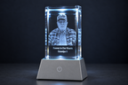 Personalized Memorial Crystal with LED Light Base | 3D Photo Engraved Keepsake