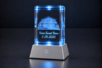 Personalized Home Portrait Crystal with LED Base | Realtor Closing Gift